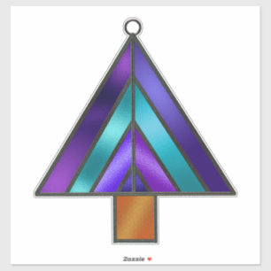 Paars Glas in lood ziet er kerstbomen uit Sticker