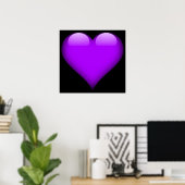 Paars Glass Heart  Poster (Thuiskantoor)
