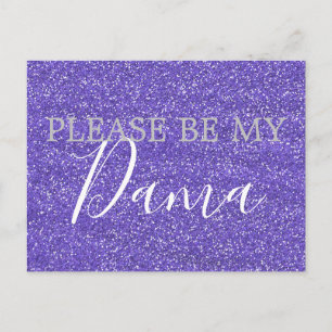 Paars Glitter Dama Quinceanera Voorstel Uitnodiging Briefkaart