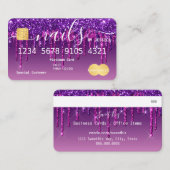 Paars Glitter Drip Nails Credit Visitekaartje (Voorkant / Achterkant)