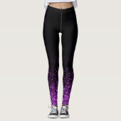 Paars Glitter Fading to Black Leggings (Voorkant)