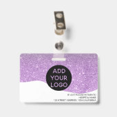 Paars glitter fotocode logo badge (Back with Clip)
