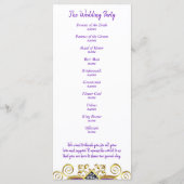 Paars Glitter Gold Gemstone Wedding Programme Programma (Achterkant)