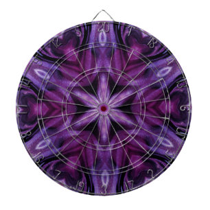 Paars Glitter Heart & Flower Kaleidoscope Pattern Dartbord