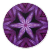 Paars Glitter Heart & Flower Kaleidoscope Pattern Keramische Knop (Voorkant)