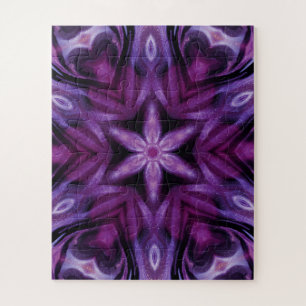 Paars Glitter Heart & Flower Kaleidoscope Pattern Legpuzzel