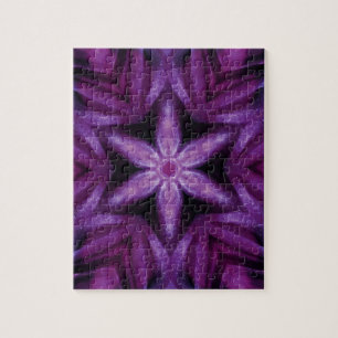 Paars Glitter Heart & Flower Kaleidoscope Pattern Legpuzzel
