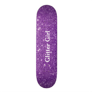 Paars Glitter Meisje Laat Je Glamour Fonkeling Zie Skateboard