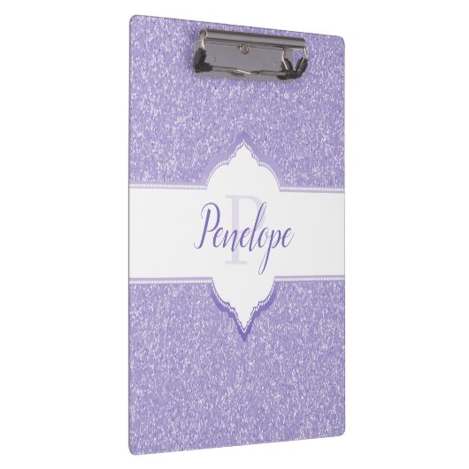 Paars Glitter Monogram Klembord (Rechts)