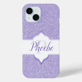 Paars Glitter Monogram Samsung Galaxy Hoesje