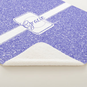 Paars Glitter Monogram Sherpa Blanket Deken