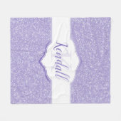 Paars Glitter Monogram Throw Blanket Fleece Deken (Voorkant (Horizontaal))