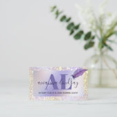 Paars Glitter-monogram voor notaristekenaar Visitekaartje (Staand voorkant)