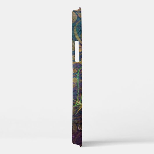 Paars Glitter Peacock Feathers Elegant Monogram Case-Mate iPhone Case (Achterkant / Rechts)