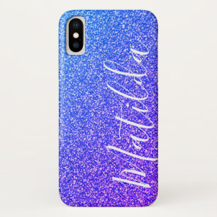 Paars Glitter Personalizationnaamscript iPhone X Hoesje
