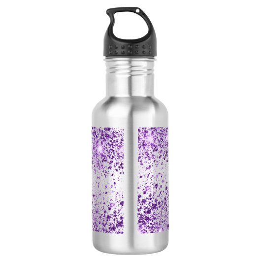 Paars glitter-stofnaamscript elegant waterfles  (Achterkant)