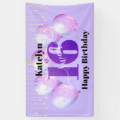 Paars Glitter Sweet 16 Birthday Balloons Script Spandoek (Verticaal)