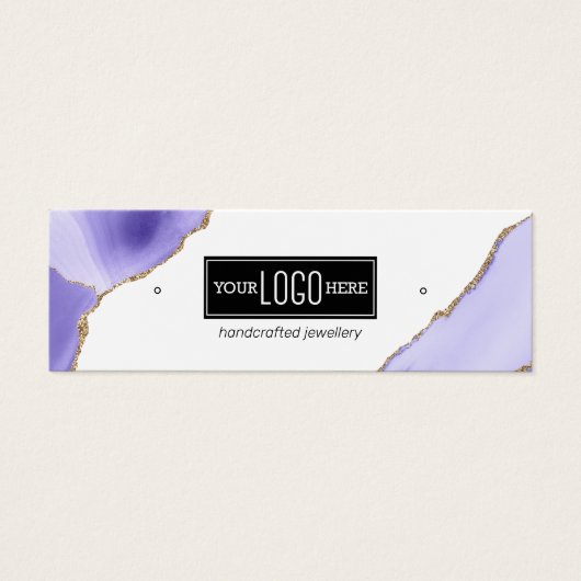Paars & Gold Agate Earring Logo Display Mini Visitekaartjes (Voorkant)