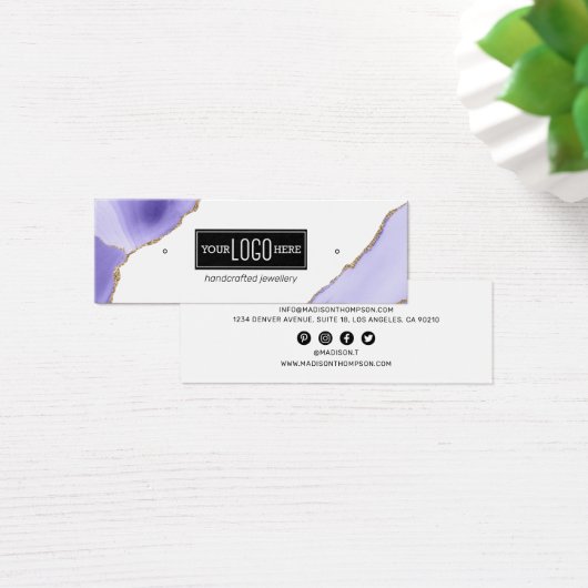 Paars & Gold Agate Earring Logo Display Mini Visitekaartjes (Bureau)