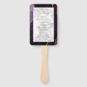 Paars Gold Agate Marble Wedding Programme Handwaaier (Voorkant)