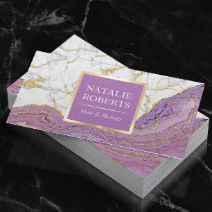 Paars Gold Agate Modern Marble Hair Makeup Artist Visitekaartje