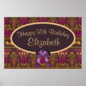 Paars Gold Art Deco Afdrukken 50e verjaardag Poste Poster (Voorkant)