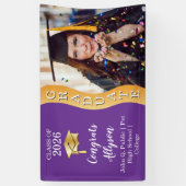 Paars | Gold Congrats Afstuderen Wave Photo Spandoek (Verticaal)