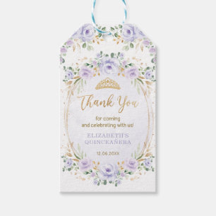 Paars Gold Floral Quinceañera Birthday Favors Cadeaulabel
