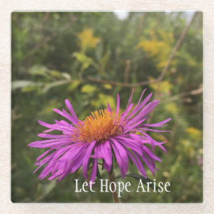 Paars Gold Flower Inspirerend Hope Quote Glazen Onderzetter