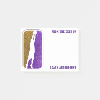 Paars Gold Glitter Basketball Coach Sport Post-it® Notes