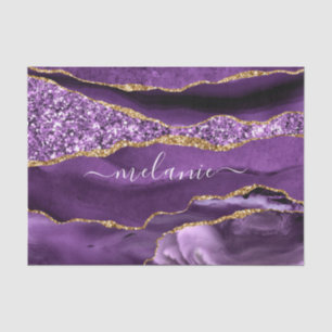 Paars Gold Glitter, papier met aangepaste naam