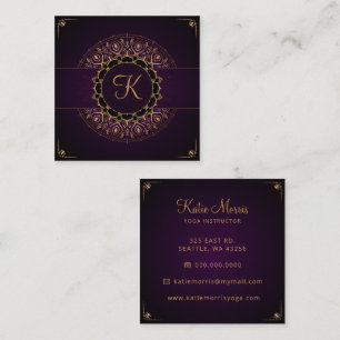 Paars Gold Mandala Elegant Yoga Instructor Vierkante Visitekaartje