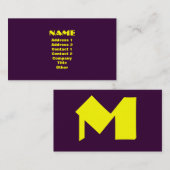 Paars & Gold Modern Monogram Visitekaartje (Voorkant / Achterkant)