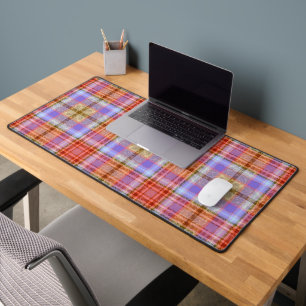 Paars Gold Red Tartan Pset Gingham Patroon Bureaumat