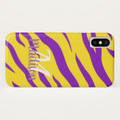 Paars Gold Tiger Stripe Monogram Initiaal Naam Case-Mate iPhone Case (Achterkant (horizontaal))