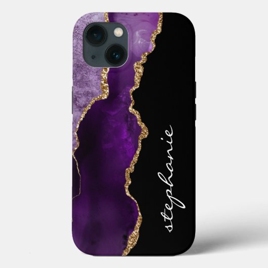 Paars Gold Waterverf Agate op maat Case-Mate iPhone Case (Achterkant)