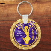 Paars Gold White, persoonlijk gepersonaliseerd, Ch Sleutelhanger (Voorkant)