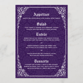 Paars gothic Victoriaans Damask Wedding Menu