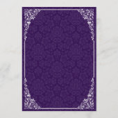 Paars gothic Victoriaans Damask Wedding Menu (Achterkant)