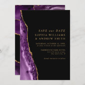 Paars & Goud Bewaar de Datum Kaart (Voorkant / Achterkant)