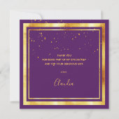 Paars goud elegant dank je wel bedankkaart (Achterkant)