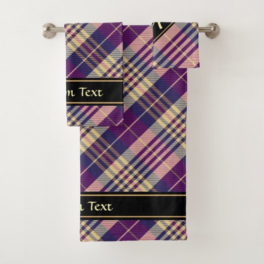 Paars, goud en blauw Tartan Bad Handdoek (Insitu)