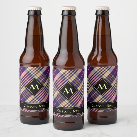 Paars, goud en blauw Tartan Bier Etiket (Flessen)