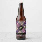 Paars, goud en blauw Tartan Bier Etiket (Voorkant)