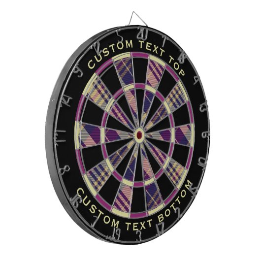 Paars, goud en blauw Tartan Dartbord (Voorkant Links)