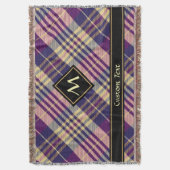 Paars, goud en blauw Tartan Deken (Voorkant Verticaal)