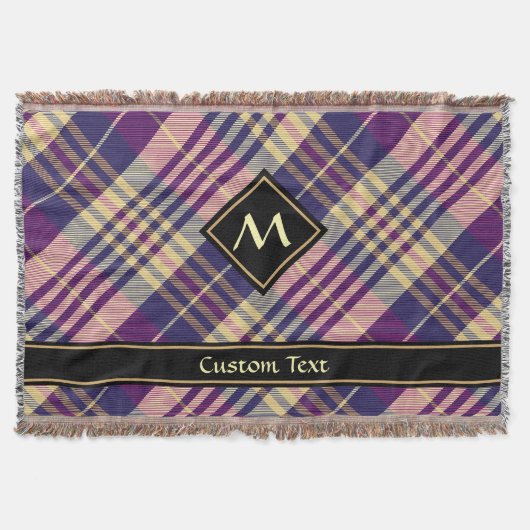 Paars, goud en blauw Tartan Deken (Voorkant)