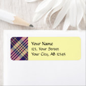 Paars, goud en blauw Tartan Etiket (Insitu)