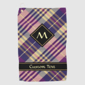 Paars, goud en blauw Tartan Golfhanddoek (Voorkant)