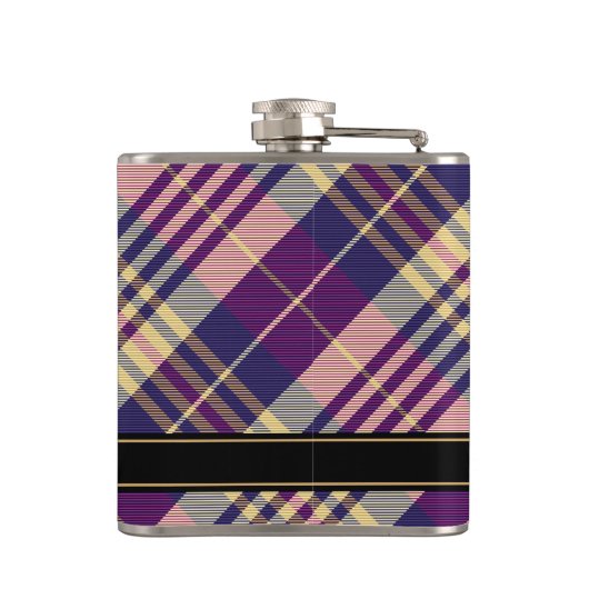 Paars, goud en blauw Tartan Heupfles (Achterkant)